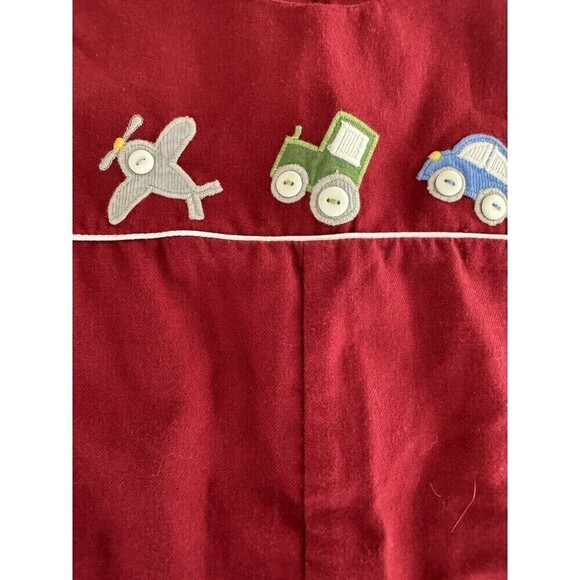 Vintage Kid's Red Bib Overalls Snaps 9M Health-tex Tagless handmade embroidering - Picture 4 of 6